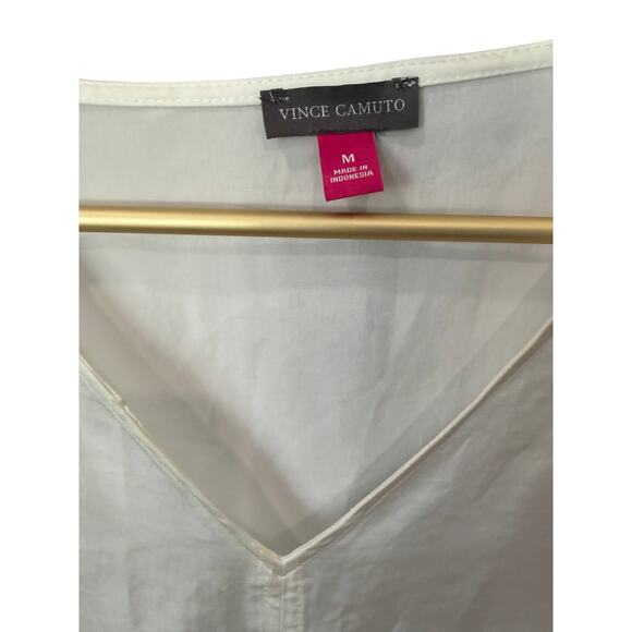 Vince Camuto Ivory Blouson Sleeve, V‑Neck, Tie Hem Top, NWT, Sz M ✨ - Picture 4 of 8